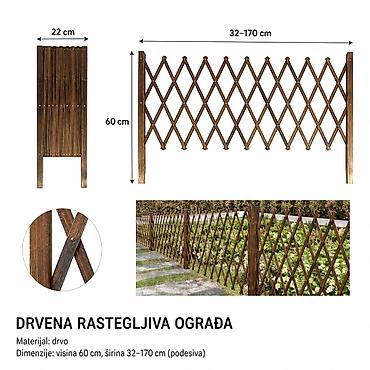 KMT Teleskopski drvena ograda 501967 Drvena rastegljiva ograda za
