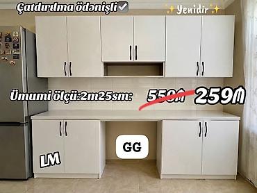 Ağ rəngli mətbəx dolabı dəsti - Ümumi ölçü: 2 m 25 sm - Üst və alt