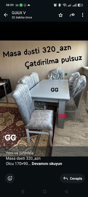 Smart: Yeni ve Sifarislə Masa dəsti 320_azn Olcu 170×90 Material laminat Reng
