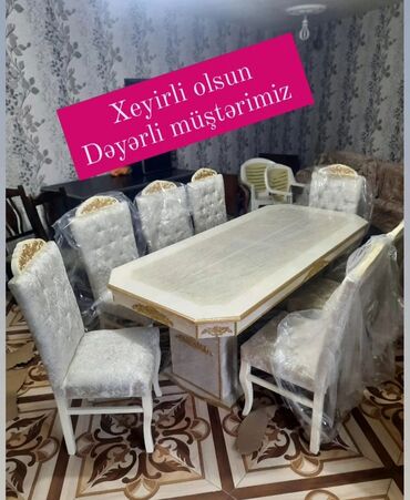 Çarpayılar: Qonaq otağı üçün, Yeni, Açılmayan, Dördbucaq masa, 6 stul, Azərbaycan