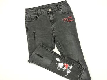luźne czarne jeansy: Spodnie jeansowe, Primark, 11 lat, 140/146, stan - Idealny