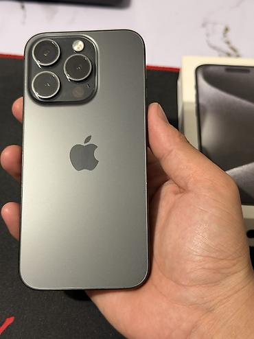 Уюлдук телефондор жана аксессуарлар: IPhone 15 Pro, Колдонулган, 256 ГБ, Black Titanium, Коргоочу айнек, Каптама, Куту, 83 % — 3