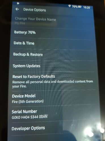Tableti: Amazon Fire tablet - Model: na poleđini označeno kao “SV98LN”, Fire — 5
