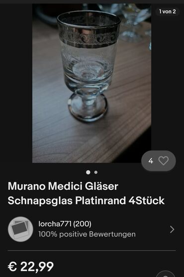 Čaše: Casice za zestoko pice,rucni rad murano medici iz 60ih. Casice — 4