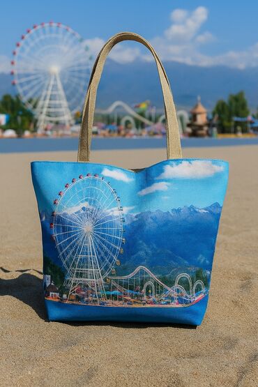 Шопперы: Сумка-шоппер с принтом парусника, плывущего по морю с видом на горы — 7