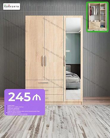 3 qapılı geyim dolabı – güzgülü model - Ölçülər: 0.47 × 1.80 × e 1.20