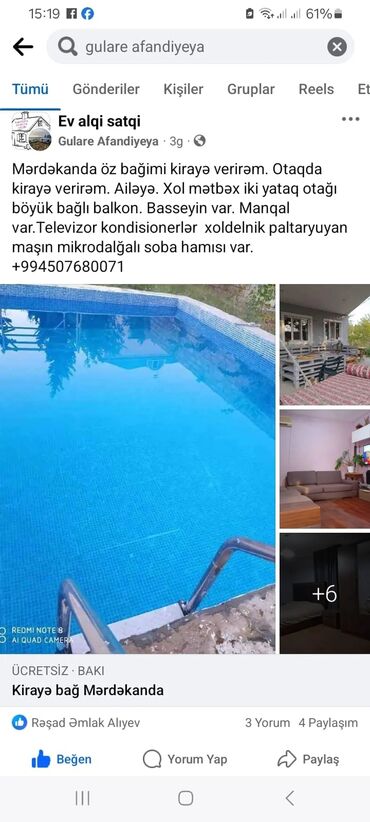 merdekanda bag evi: Mərdəkan, 160 kv. m, 3 otaqlı, Hovuzlu, Kombi, Qaz, İşıq