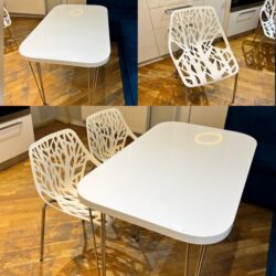 стол для кровати: Для кухни, Б/у, Нераскладной, Прямоугольный стол, 2 стула