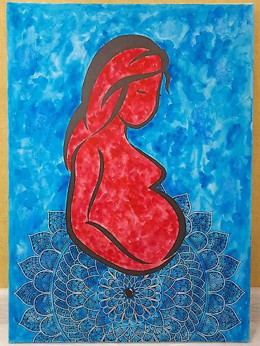 Əl işi rəsm əsəri. 50×70 sm. Akvarel və gel qələmlər ilə çəkilib