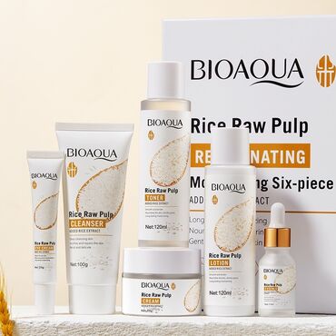 Красота и здоровье: Омолаживающий уходовый набор с экстрактом риса BioAqua Rice Raw Pulp 6
