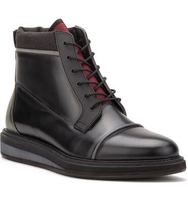 секонд обувь: VINTAGE FOUNDRY. Кожаные ботинки на шнуровке гранатового цвета.Garnet