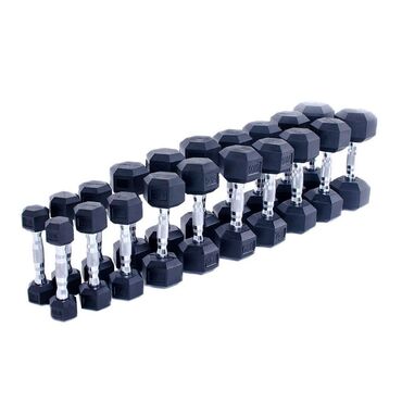 пластиковые гантели: Шестигранники гантели заводские резиновые Китай. Ассортимент 5-50 кг