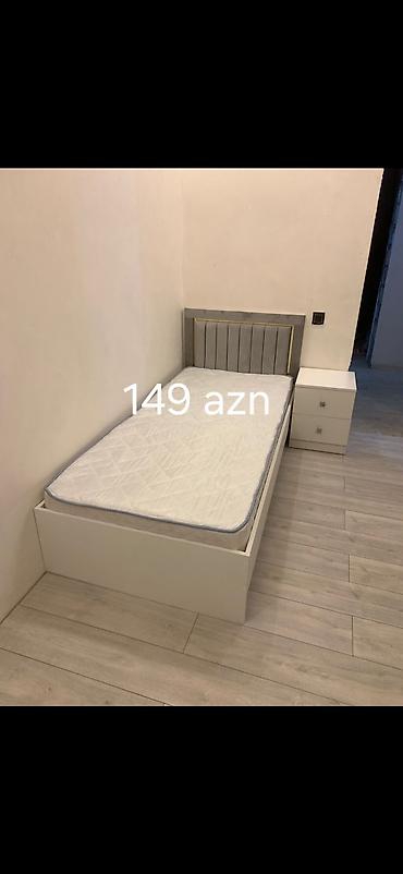 su ceni nerj: Tək nəfərlik çarpayı və matras dəsti - Rəng: ağ korpus, boz yumşaq — 1