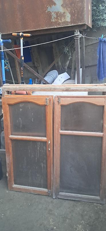 yumru pencere: Taxta çərçivəli iki ədəd pəncərə/qapı qanadı - Material: təbii ağac — 3