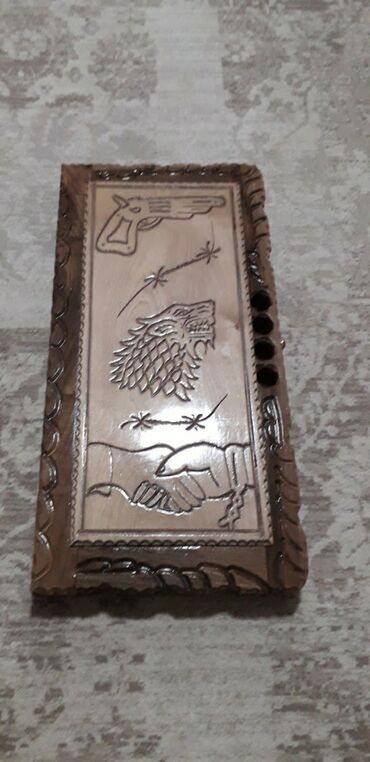 Nərdlər: Əl işı ağac nərd taxtası - Material: tam ağac (əl oyması). - Dizayn — 4