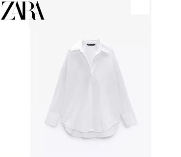 блузка zara: Блузка, Классическая модель, Хлопок, Однотонный