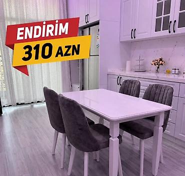 salon oturacagi: Mətbəx üçün masa-stul dəsti - Dəst tərkibi: 1 ədəd düzbucaqlı masa + — 1