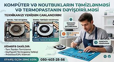 malyar isi: Xidmət: Kompüter və noutbukların daxili təmizlənməsi və termopastanın — 1
