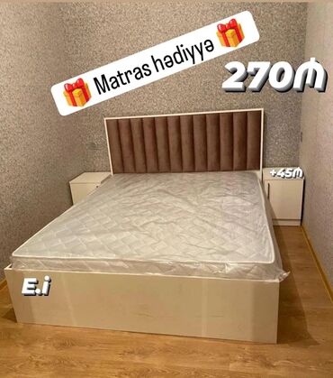 matras 2 neferlik: Новый, Двуспальная кровать, С матрасом