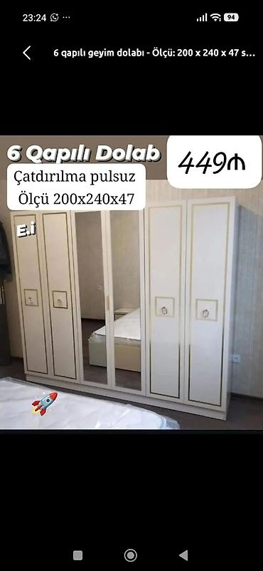 6 qapılı geyim dolabı - Ölçü: 200 x 240 x 47 sm - Rəng: açıq krem lalafo.az -da 6 qapılı geyim dolabı - Ölçü: 200 x 240 x 47 sm - Rəng: açıq krem
