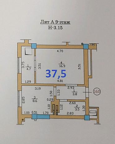 Продажа квартир: 1 комната, 37 м², Кок-Жар мкр Элитка, 9 этаж, Евроремонт — 6