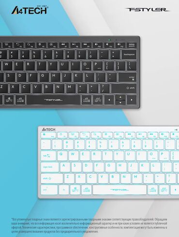 Другие комплектующие: Клавиатура A4Tech Fstyler FX61 серый/белый USB slim Multimedia LED — 6