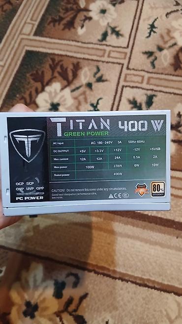 Titan 400W Green Power PC Power təchizatı - Giriş: AC 180–240V, 3A