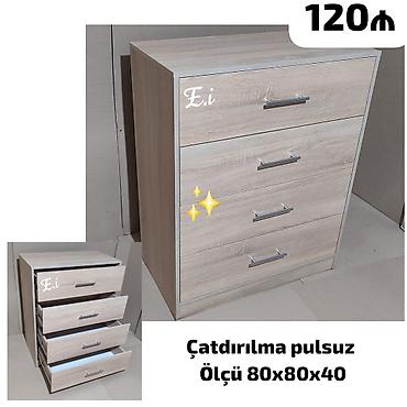 ucuz tavalar: Komod – 4 çekməcəli - Rəng: açıq palıd tonlarında - Material — 1