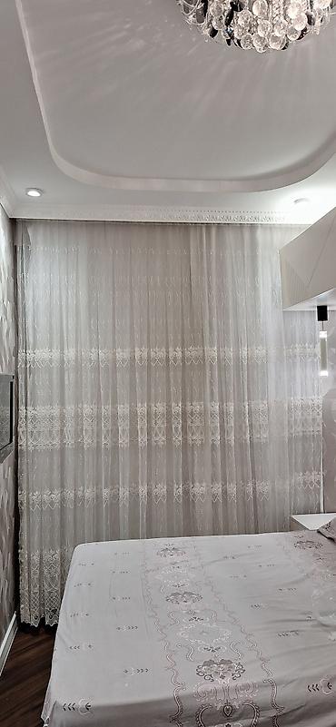 beşik tülü: Ağ rəngli, naxışlı tül pərdə dəsti - Material: incə, işıqkeçirən tül — 1