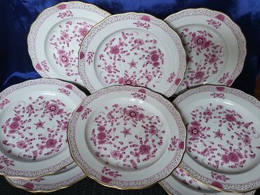Ostali antikviteti: Tanjiri 8 kom.Meissen Indian Pink Flowers.4g. Meissen tanjiri 8 — 11