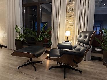 lounge: Новое дизайнерское Кресло-реклайнер в стиле Eames Lounge с пуфом — 3