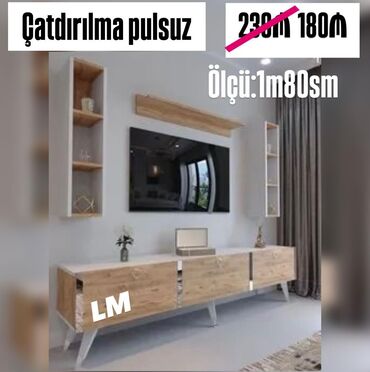 TV altlığı: Yeni, Düz TV altlığı, Polkalı, Laminat