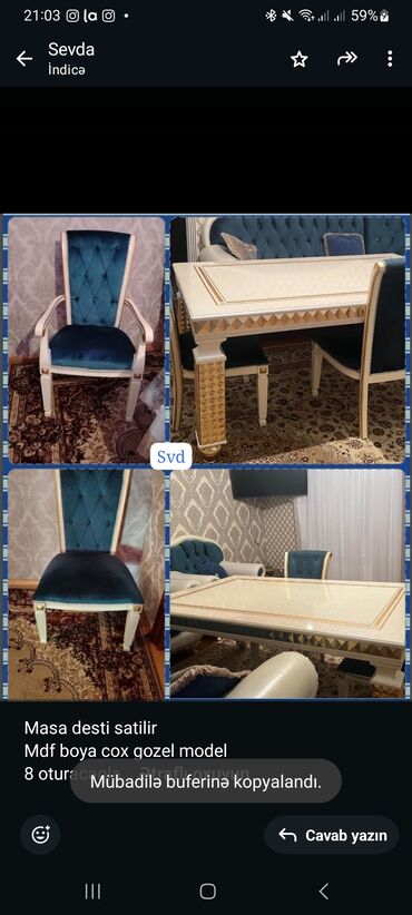 fosfor boya: Masa desti satilir Mdf boya cox gozel model 8 oturacaqla Qiymet 599