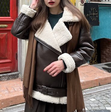 куртка женская экокожа: Дубленка, Авиатор, Короткая модель, Оверсайз, S (EU 36)