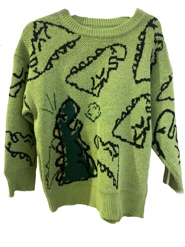 халат с цельнокроеным рукавом: Женский свитер с динозаврами
носили 1 раз
размер примерно: s,m