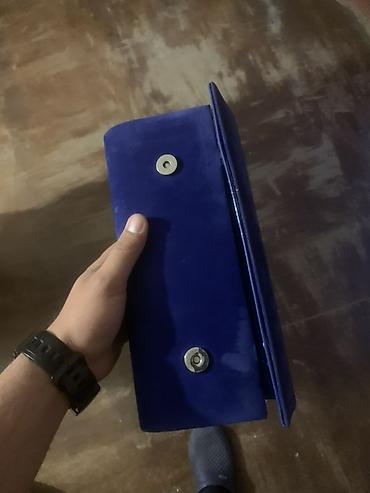 kaşilok: Mavi rəngli qadın clutch çantası - Material: parlaq laklı (xoş — 2