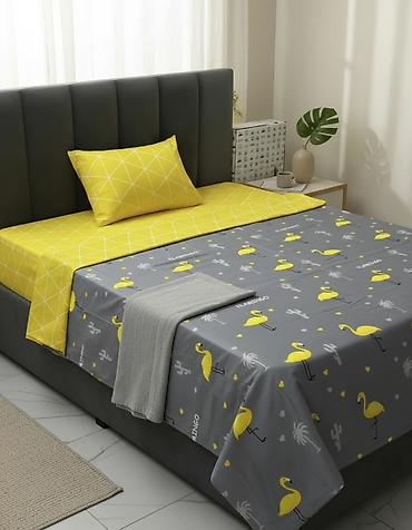 Комплекты постельного белья: Комплект постельного белья с принтом клетку, выполненный в синих и — 1