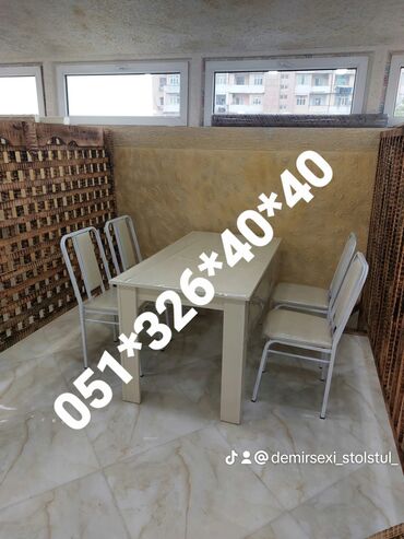 Bağ, çöl masa və oturacaq dəstləri: Yeni, Dördbucaq masa, 4 stul, Açılmayan, Stullar ilə, Metal, Azərbaycan — 25