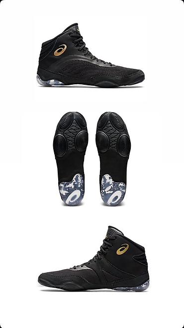 nike react: ASICS – борцовки (wrestling shoes) черного цвета с золотистым — 4