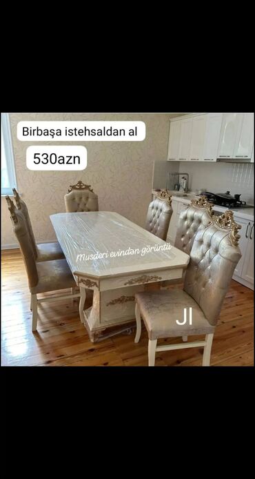 kontakt home mebel stol stul: Mətbəx üçün, Qonaq otağı üçün, Yeni, Açılmayan, Dördbucaq masa, 6 stul