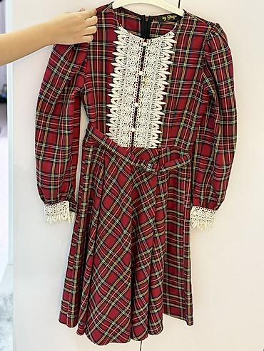 masin bezeyi: Qırmızı rəngli, klassik tartan naxışlı qadın donu - Model: uzunqol — 3