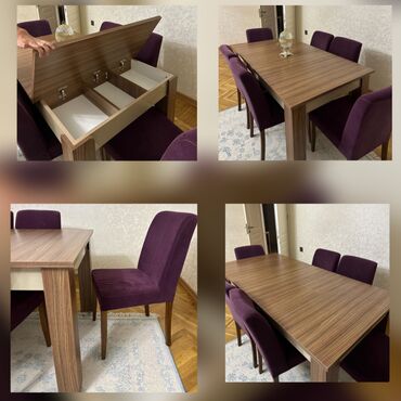 Qonaq otağı üçün, İşlənmiş, Açılan, 6 stul