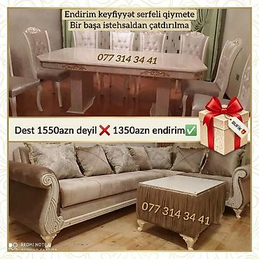 Mebel dəsti – Klassik stil - Yemək masası və 6 ədəd yumşaq, naxışlı