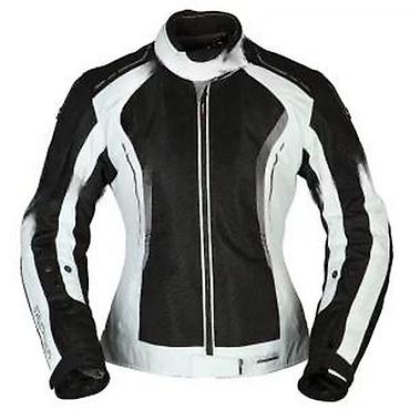eb studio obuca: Modeka ženska moto jakna – sportski kroj, crno-bela - Materijali — 2