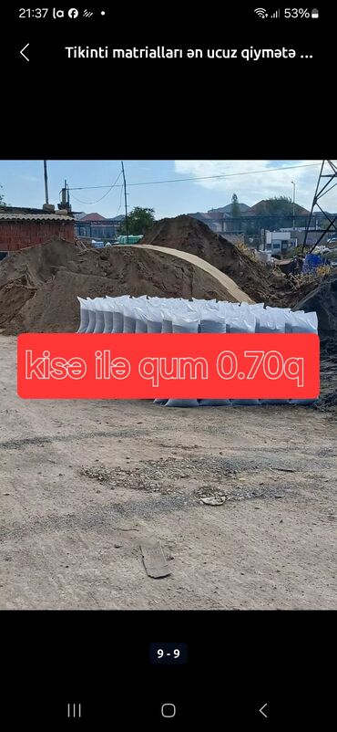 Qum: Tikinti matrialları ən ucuz qiymətə qum çınqıl şeben qara qum rəquşqa -da lalafo.az — 10 Qum: Tikinti matrialları ən ucuz qiymətə qum çınqıl şeben qara qum rəquşqa — 10