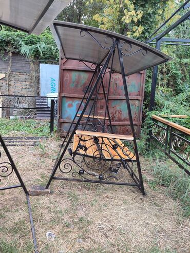 Садовые качели: Садовые качели Металл, Со спинкой, С крышей — 3