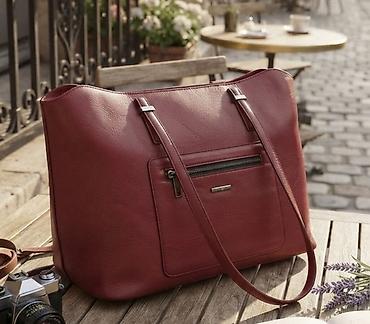 tamno braon: Elegantna ženska torba – bordo boja - Materijal: veštačka koža sa — 1