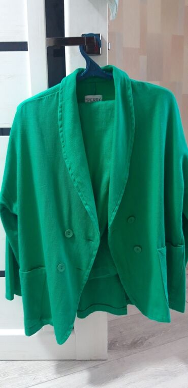 зеленый пиджак: Брючный костюм, Пиджак, Турция, Хлопок, Осень-весна