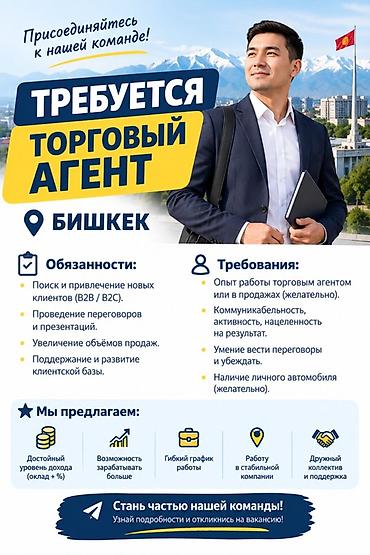 торговые агенты в бишкеке: 📢 ТРЕБУЕТСЯ ТОРГОВЫЙ АГЕНТ В БИШКЕК! Мы ищем активного — 1