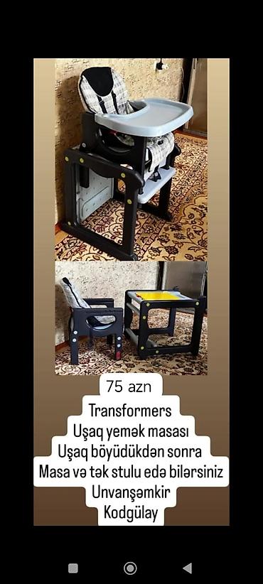 usaqlar ucun yeni il geyimleri: Transformers tipli uşaq yemək masası və kreslosu - 2-si 1-də quruluş — 1